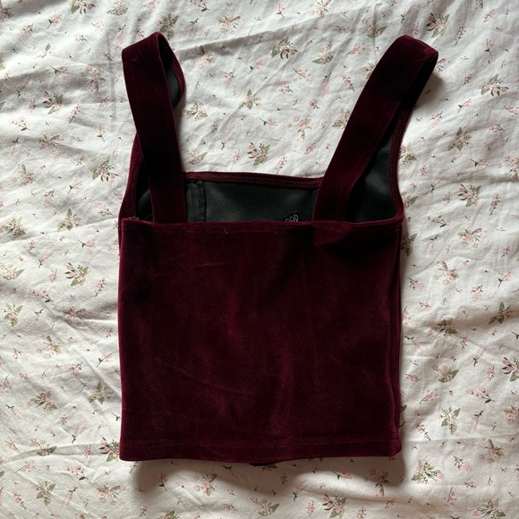 Burgundy Velvet Corset Top - Picture 3 of 5